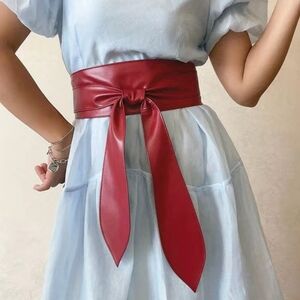Boho Leather Waistband/ Wide Bowknot Belt